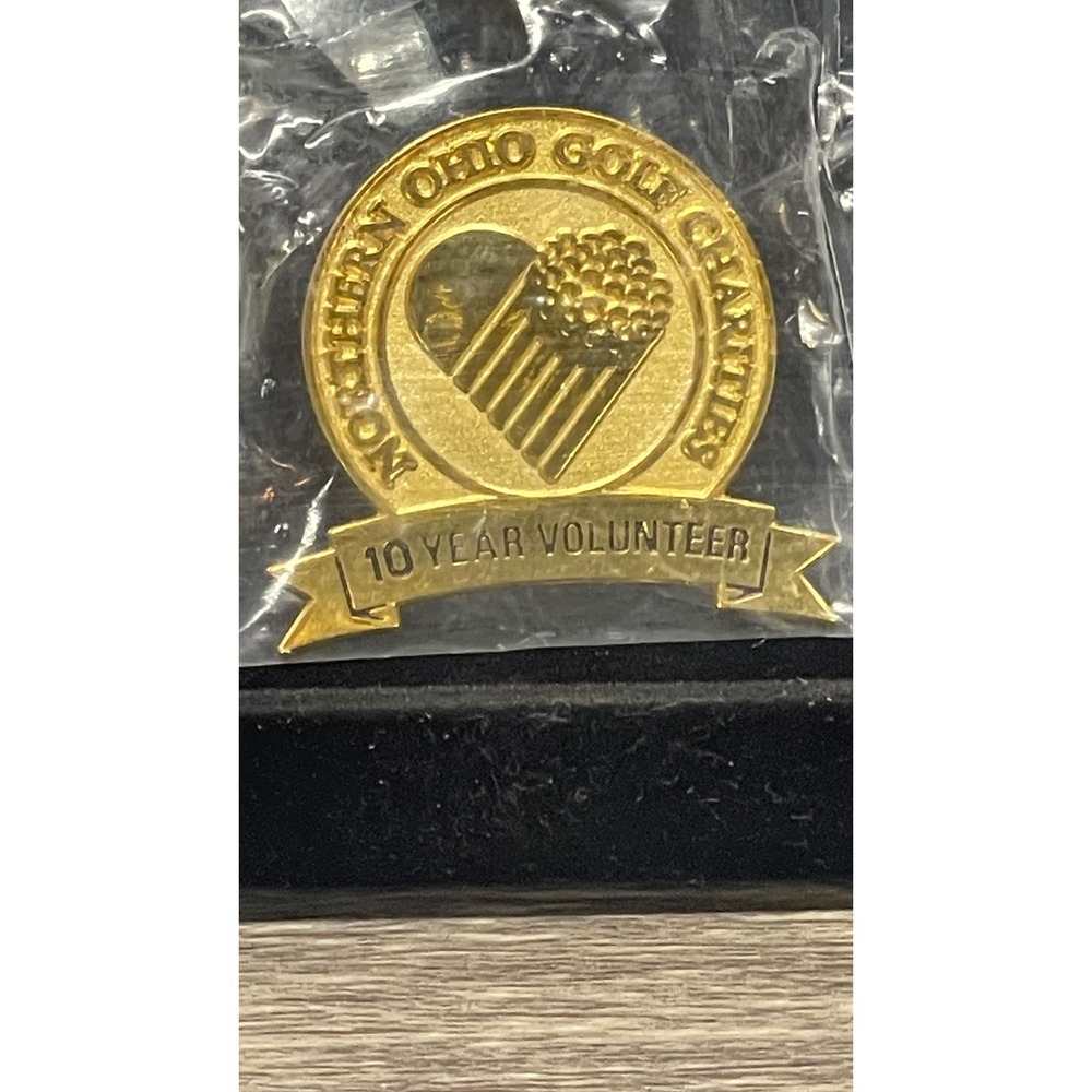 Northern Ohio Golf Charities 10 Year Volunteer Lapel Pin Gold Tone Small New